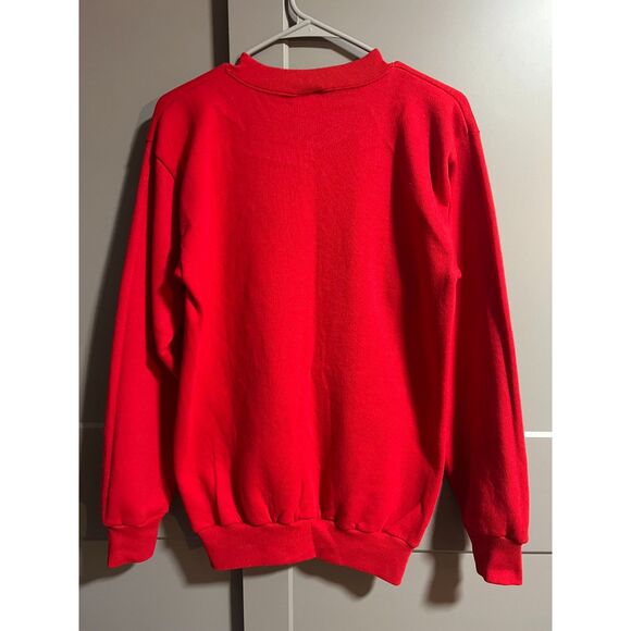 Tultex Christmas Sweater Cat Angel W/ Bears Stockings Star Crewneck Red Medium - Picture 3 of 5